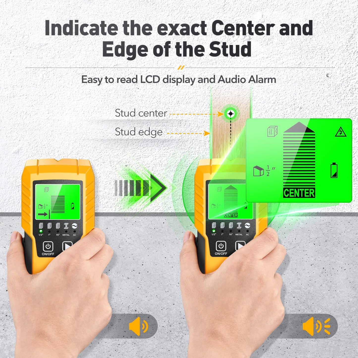 Stud Finder Wall Scanner Detector - 5 in 1 Electronic Wall Wood Metal Stud Finder Edge Center Beam Finders Stud Sensor with LCD Display