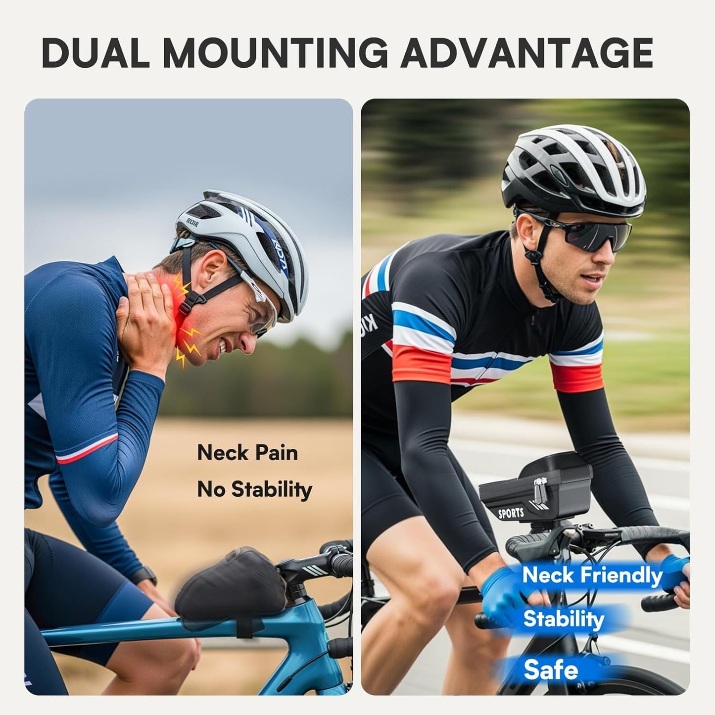 Waterproof Bike Frame Bag - Bike Phone Holder Touchscreen Bicycle Top Tube Bag for Cycling, Large Storage Bike Bag Fits Phones Under 7" for Road Bike