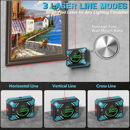 Laser Level with Digital Angle Finder - 3 in 1 Lazer Leveler Tool Digital Angle Gauge Wall Laser Level for Hanging Frames & Picture, Diy Project