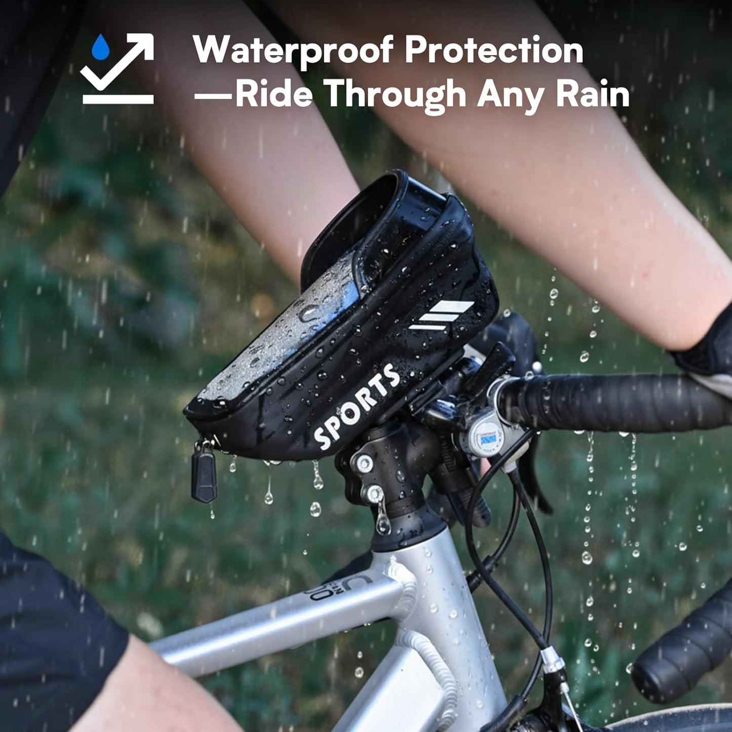 Waterproof Bike Frame Bag - Bike Phone Holder Touchscreen Bicycle Top Tube Bag for Cycling, Large Storage Bike Bag Fits Phones Under 7" for Road Bike