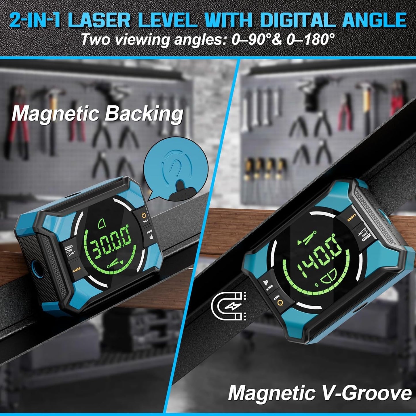 Laser Level with Digital Angle Finder - 3 in 1 Lazer Leveler Tool Digital Angle Gauge Wall Laser Level for Hanging Frames & Picture, Diy Project