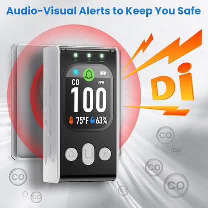 Carbon Monoxide Detectors Plug in - 3 in 1 Carbon Monoxide Detector Plug in Wall with Temp Humidity Sensor 24/7 CO Detector with Clear LCD Display Sound & Light Alarming for Home Kitchen RV Travel