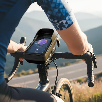 Waterproof Bike Frame Bag - Bike Phone Holder Touchscreen Bicycle Top Tube Bag for Cycling, Large Storage Bike Bag Fits Phones Under 7" for Road Bike
